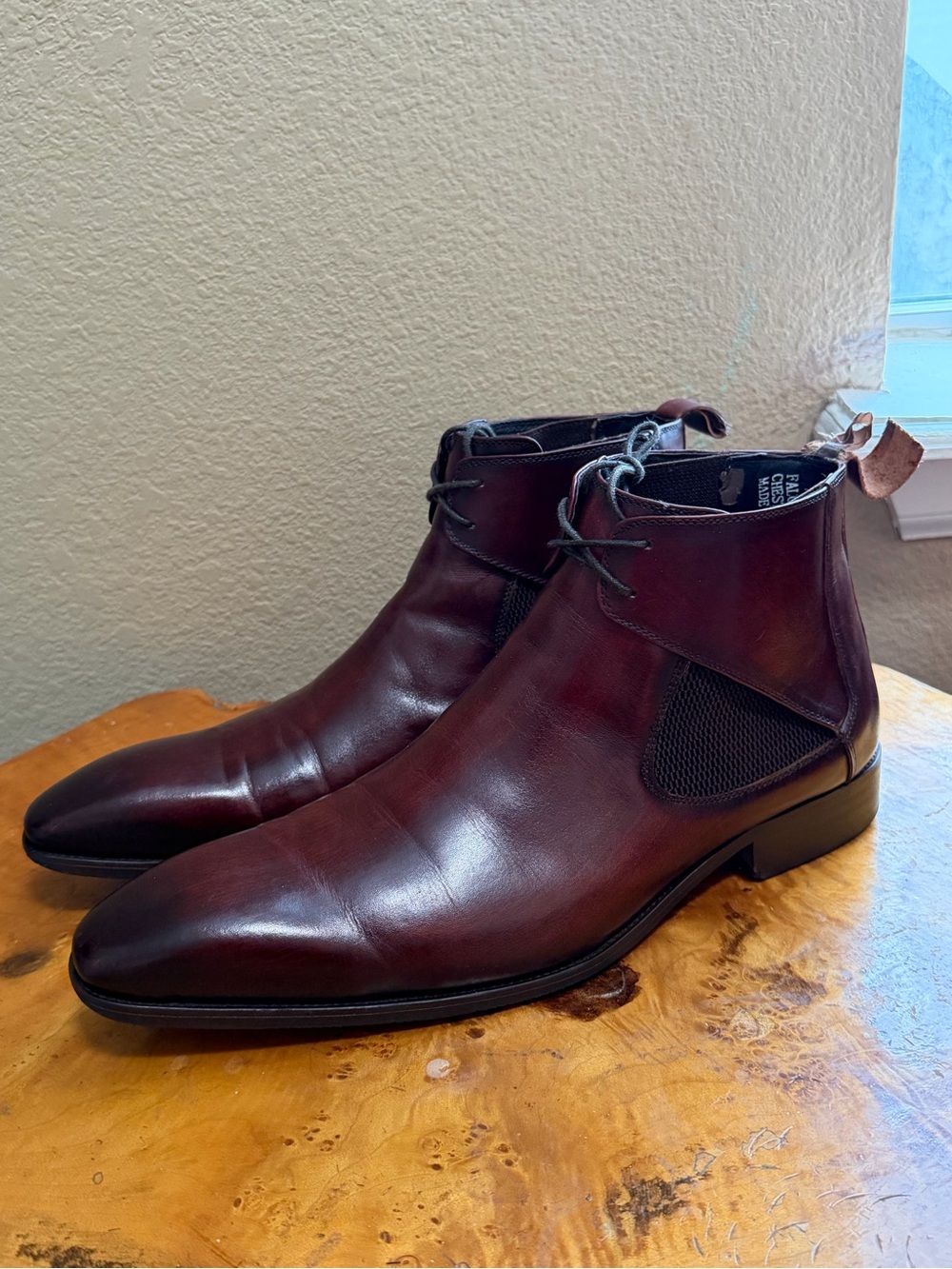 Maison Forte Falcon Men's Leather Chukka Boots, Size 13 Chestnut/Burgundy Finish